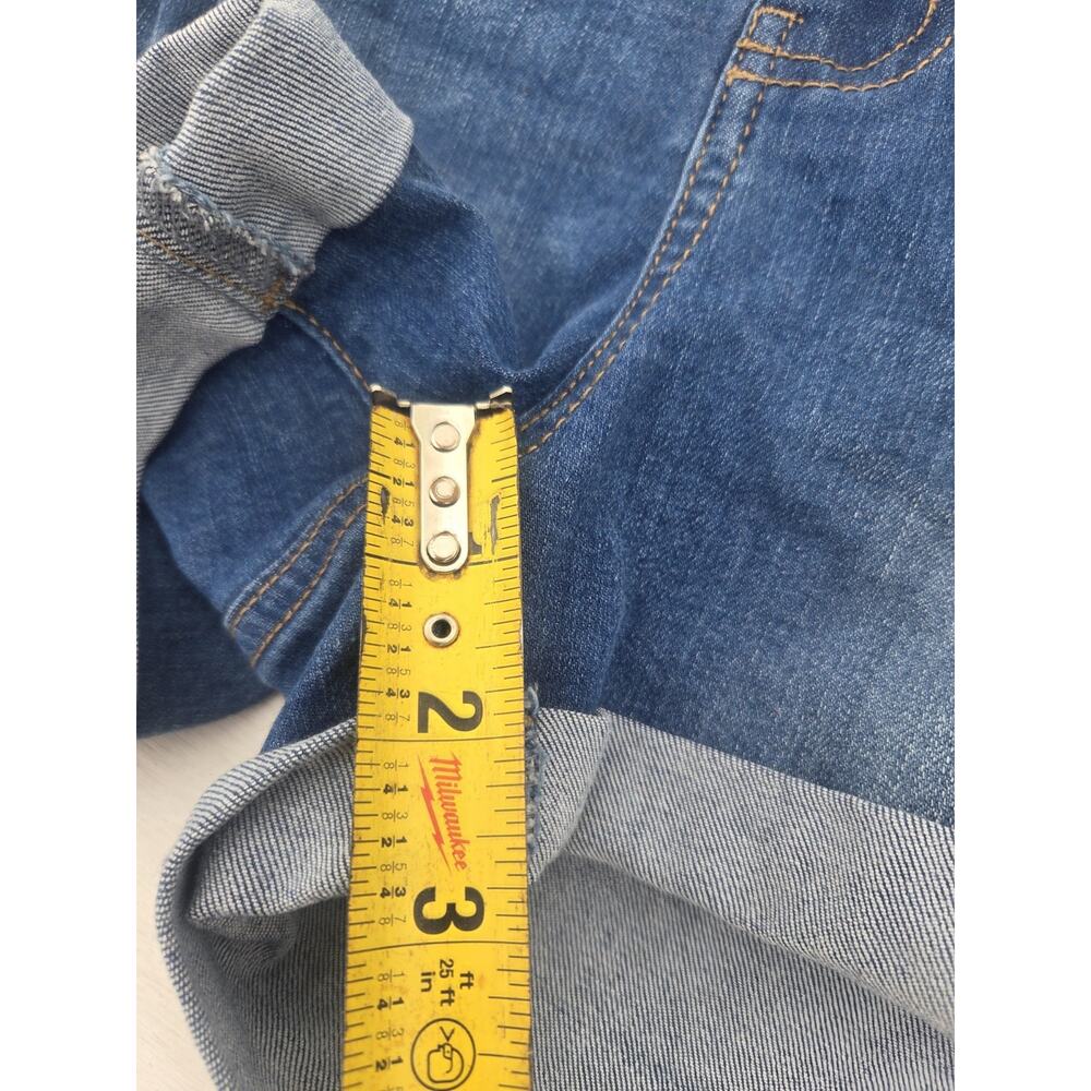 Wax Jean Basic Denim Overall Shorts Womens Size Large Blue Distressed - Picture 8 of 8